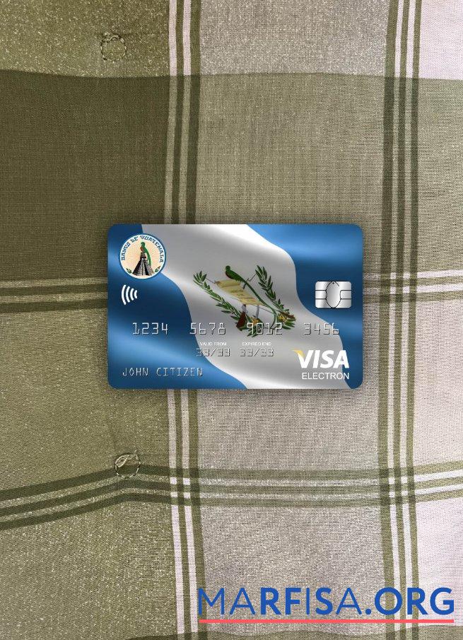 Downloadable Guatemala Banco de Guatemala visa electron card photolook front template